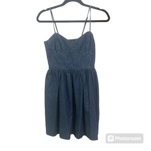 Free people Blue denim dress with Polk a dots size Small/Petite